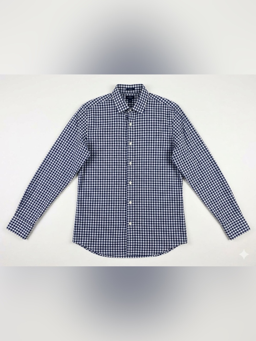J. Crew Navy and White Gingham Button-Down Shirt
